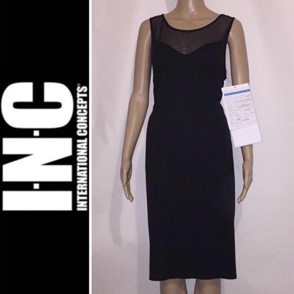 I.N.C Illusion Yoke Sweetheart Bodice Sheath Dress